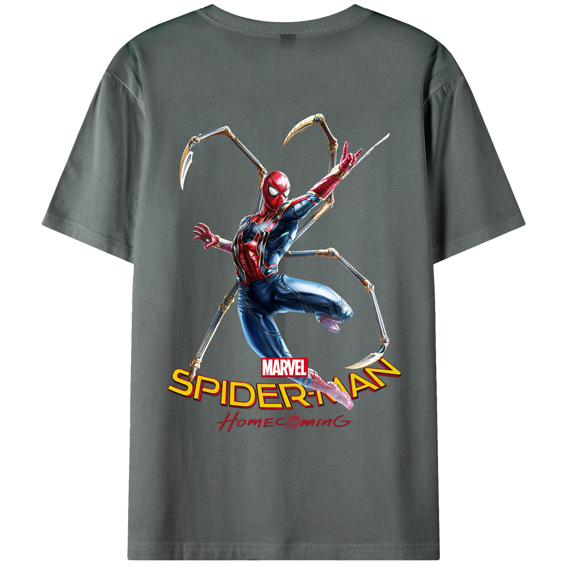 （画像用） Spider Man スパイダーマン 綿100％ メンズ半袖Tシャツ（バックプリント） 通気性